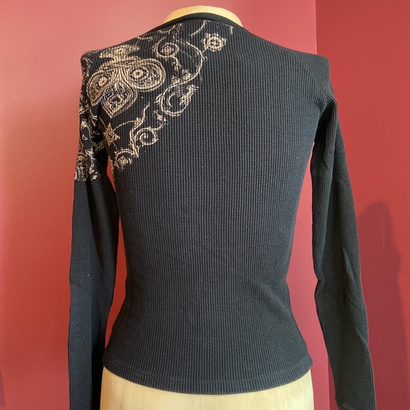 2005 L.A.M.B. Gwen Stefani Y2K Black Thermal Shirt - Picture 3 of 6